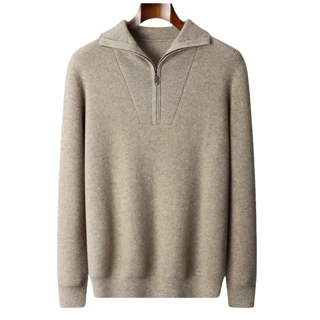 Pullover aus 100 % Kaschmir mit halbem Reißverschluss