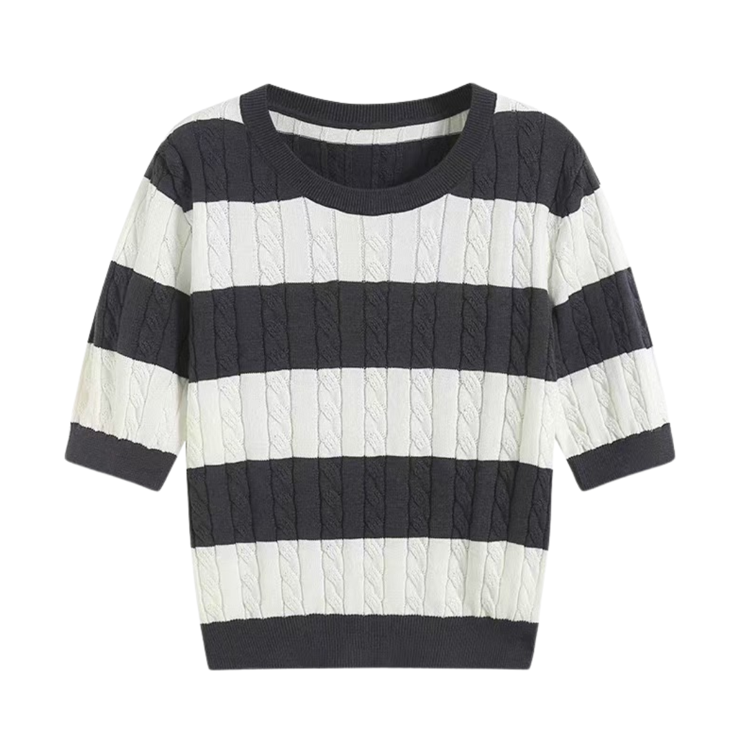 T-shirt rayé à col rond et torsadé NOBA