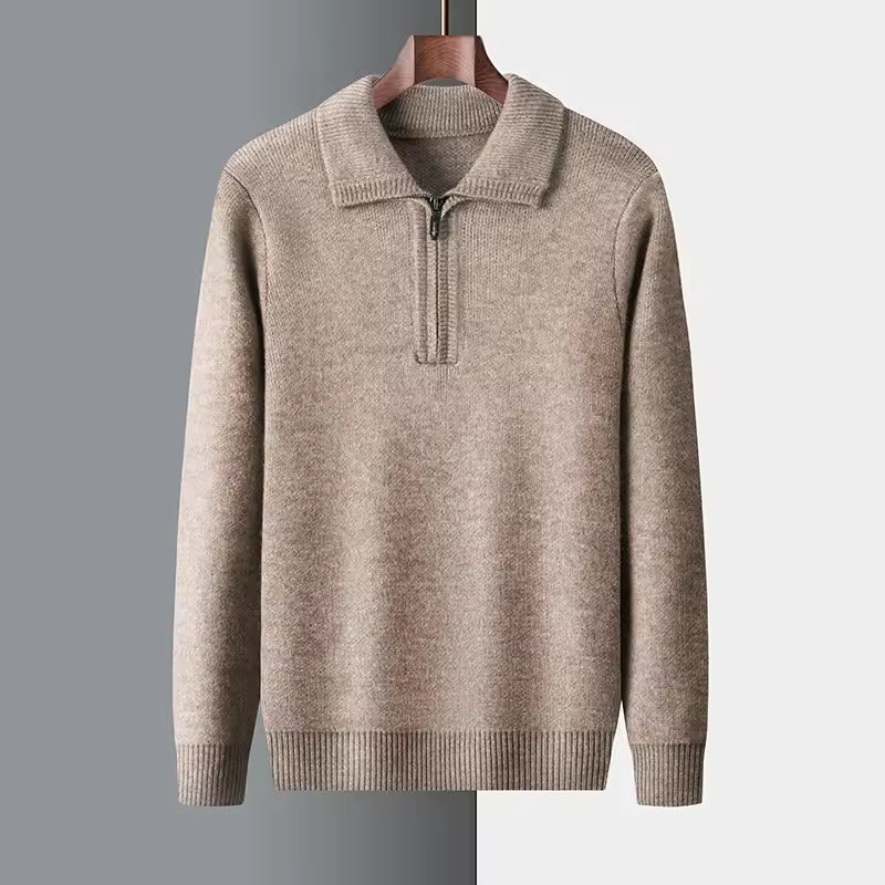 Pullover aus 100 % Kaschmir mit Viertelreißverschluss