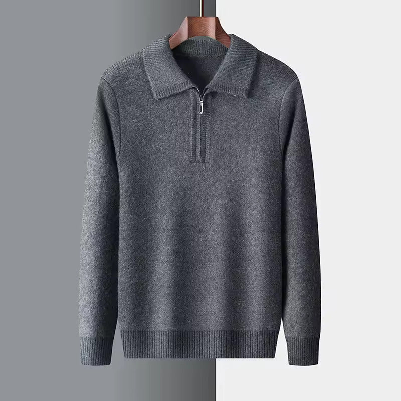 Pullover aus 100 % Kaschmir mit Viertelreißverschluss