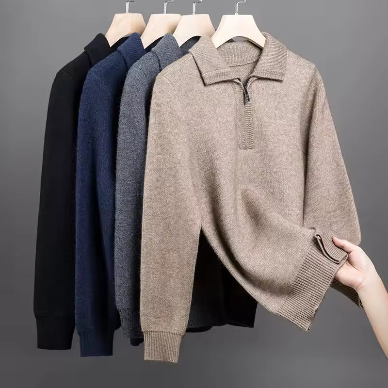 Pullover aus 100 % Kaschmir mit Viertelreißverschluss