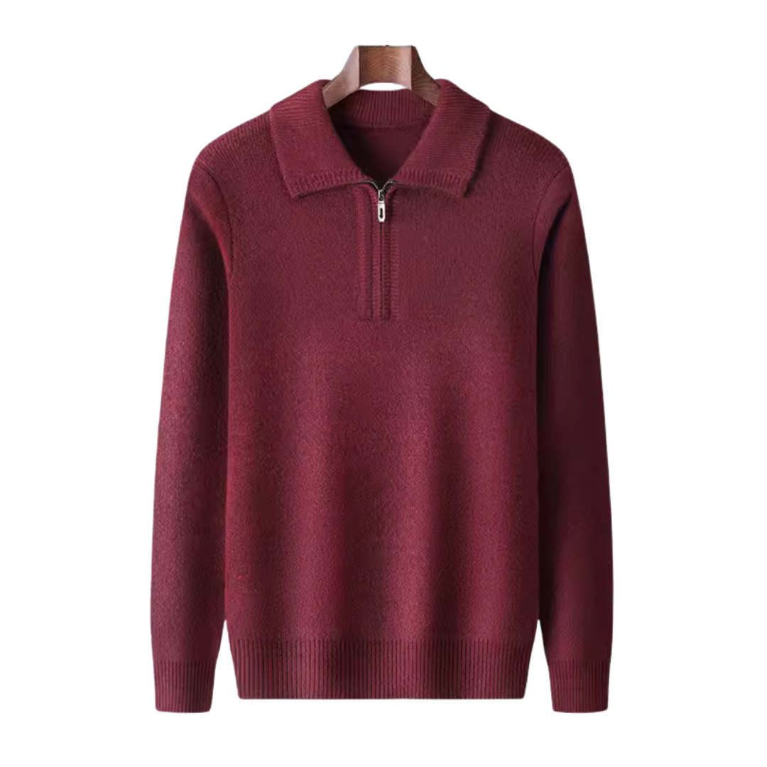 Pullover aus 100 % Kaschmir mit Viertelreißverschluss