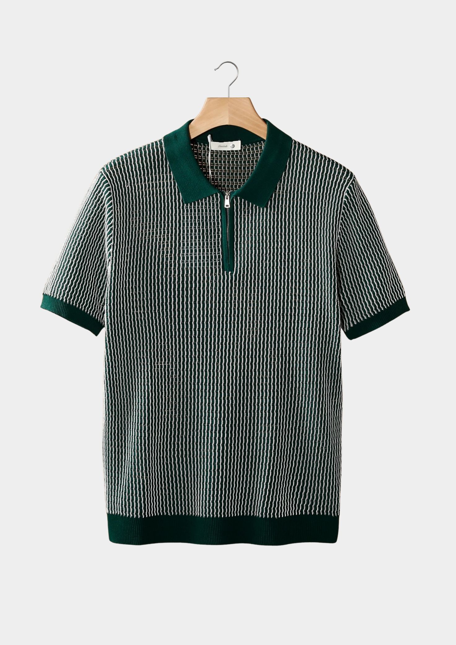 POLOSHIRT MIT GEOMETRISCHEM STRUKTURMUSTER UND REISSVERSCHLUSS
