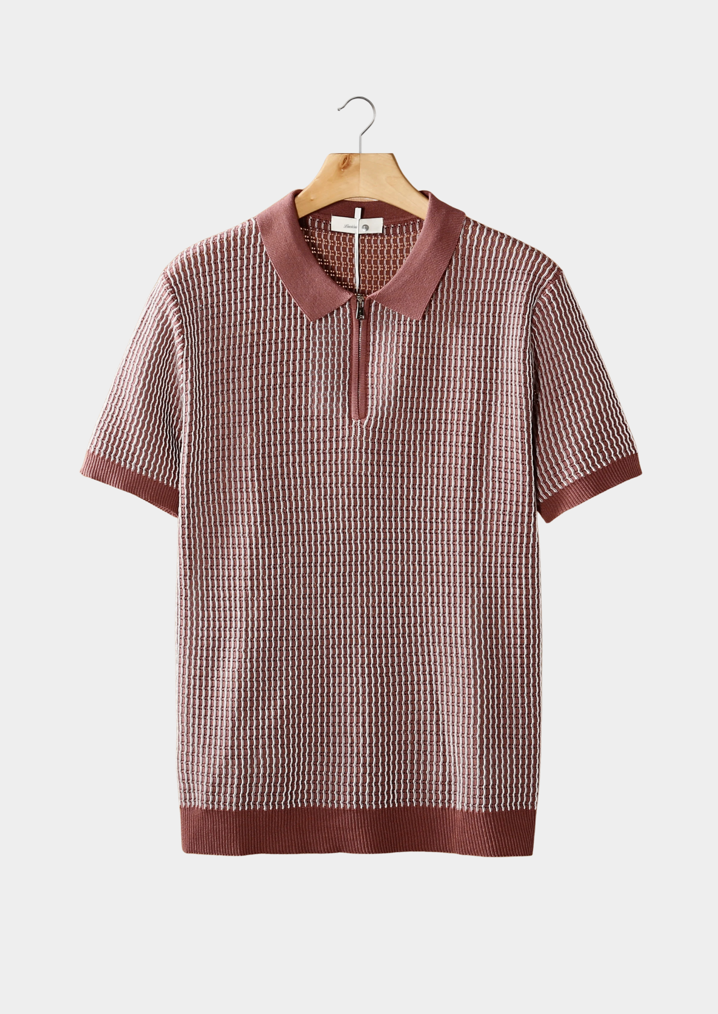 POLOSHIRT MIT GEOMETRISCHEM STRUKTURMUSTER UND REISSVERSCHLUSS