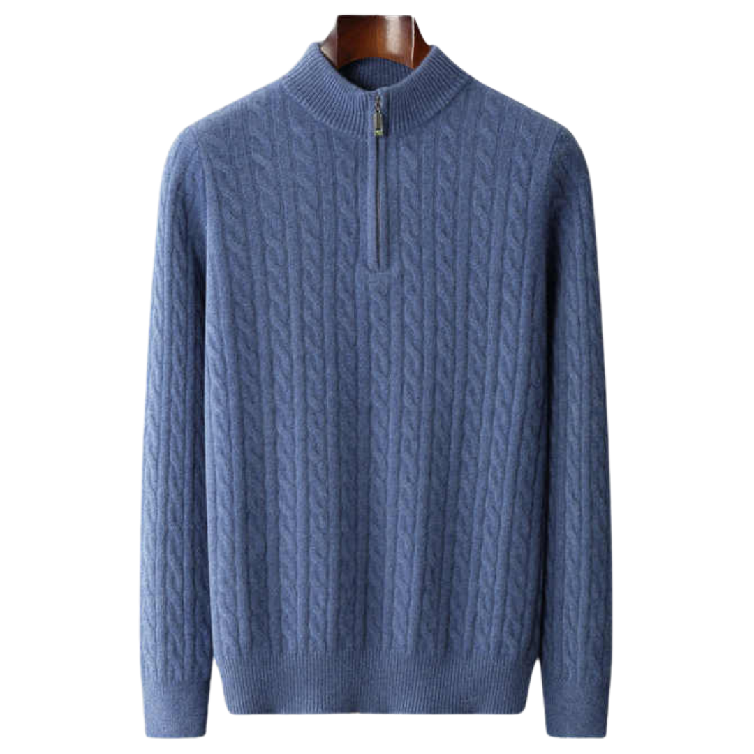 100 % CACHEMIRE TISSÉ DEMI-ZIP