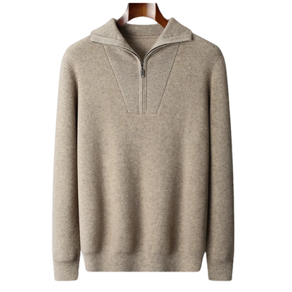 Pullover aus 100 % Kaschmir mit halbem Reißverschluss