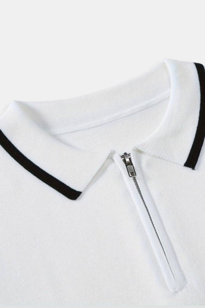 Polo de golf tricoté NOBA à fermeture éclair quart de tour