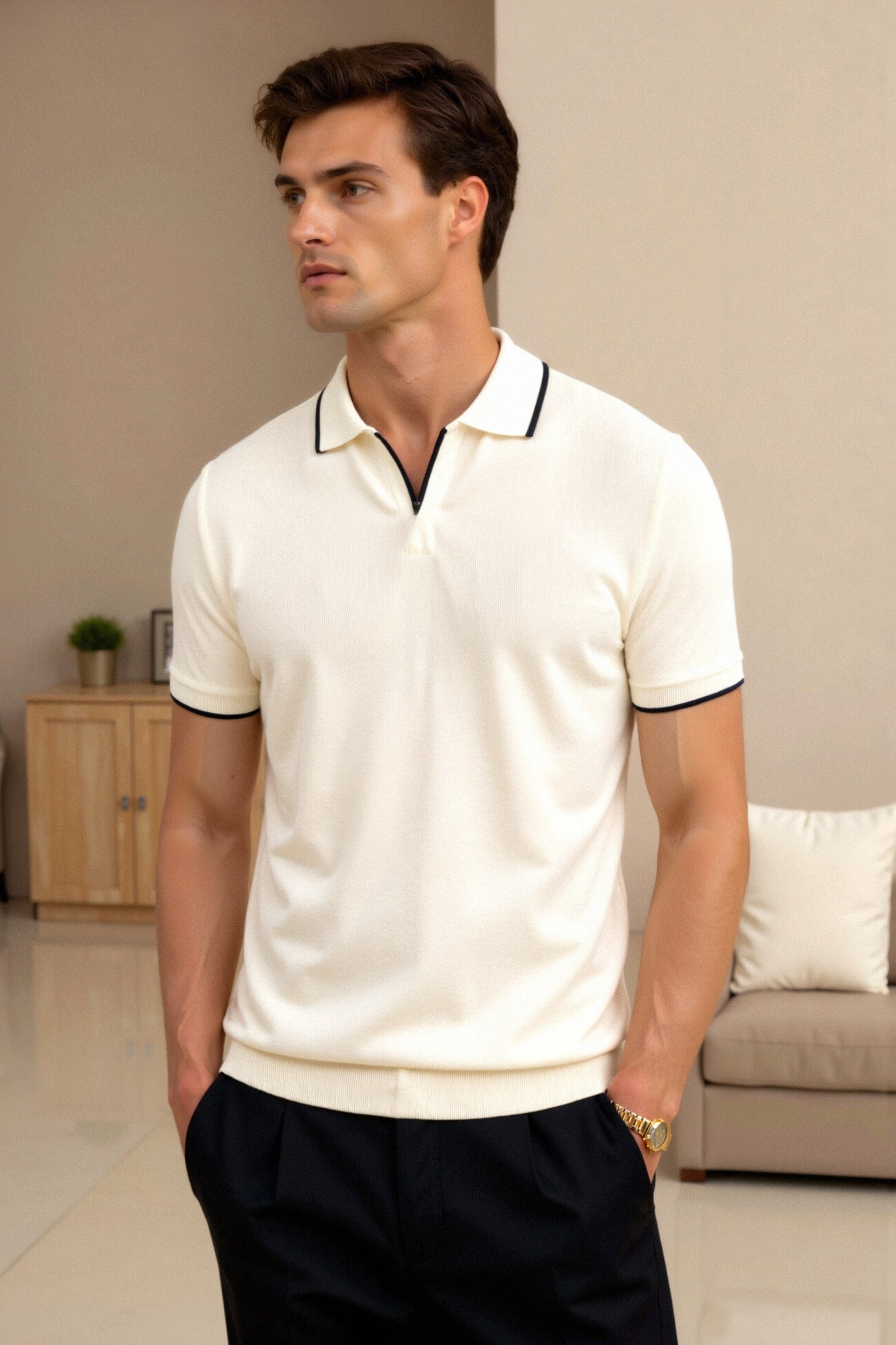 Polo ajusté contrasté NOBA