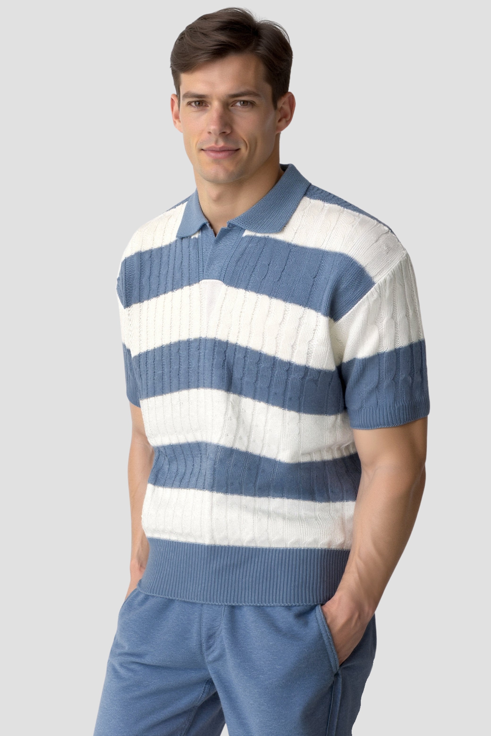 Polo à rayures blanches NOBA