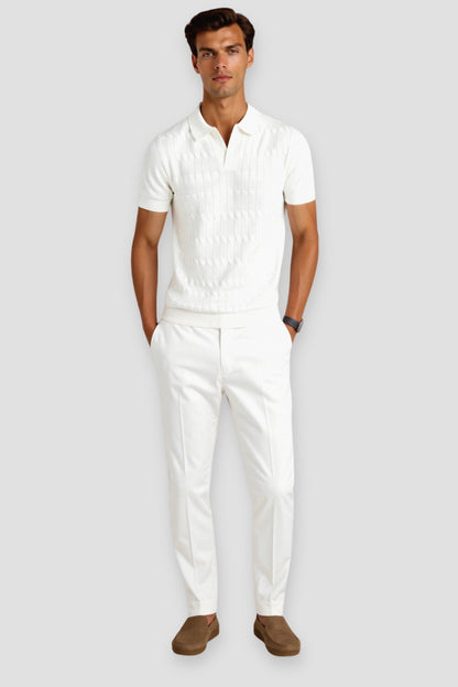 Polo en tricot torsadé à col en V de qualité supérieure NOBA