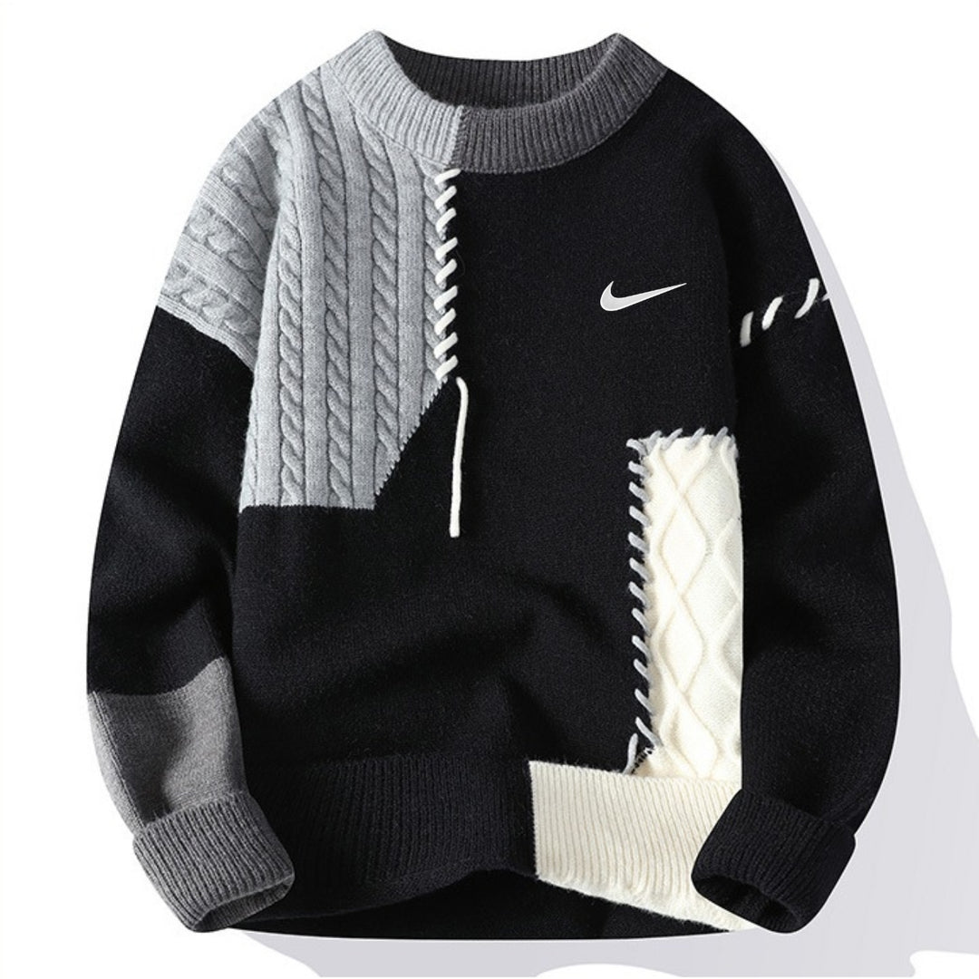 Pull patchwork décontracté - SOLDES