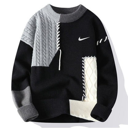 Pull patchwork décontracté - SOLDES