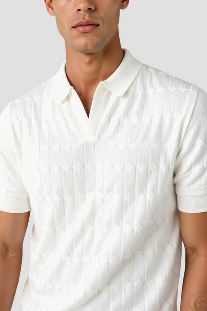 Polo en tricot torsadé à col en V de qualité supérieure NOBA