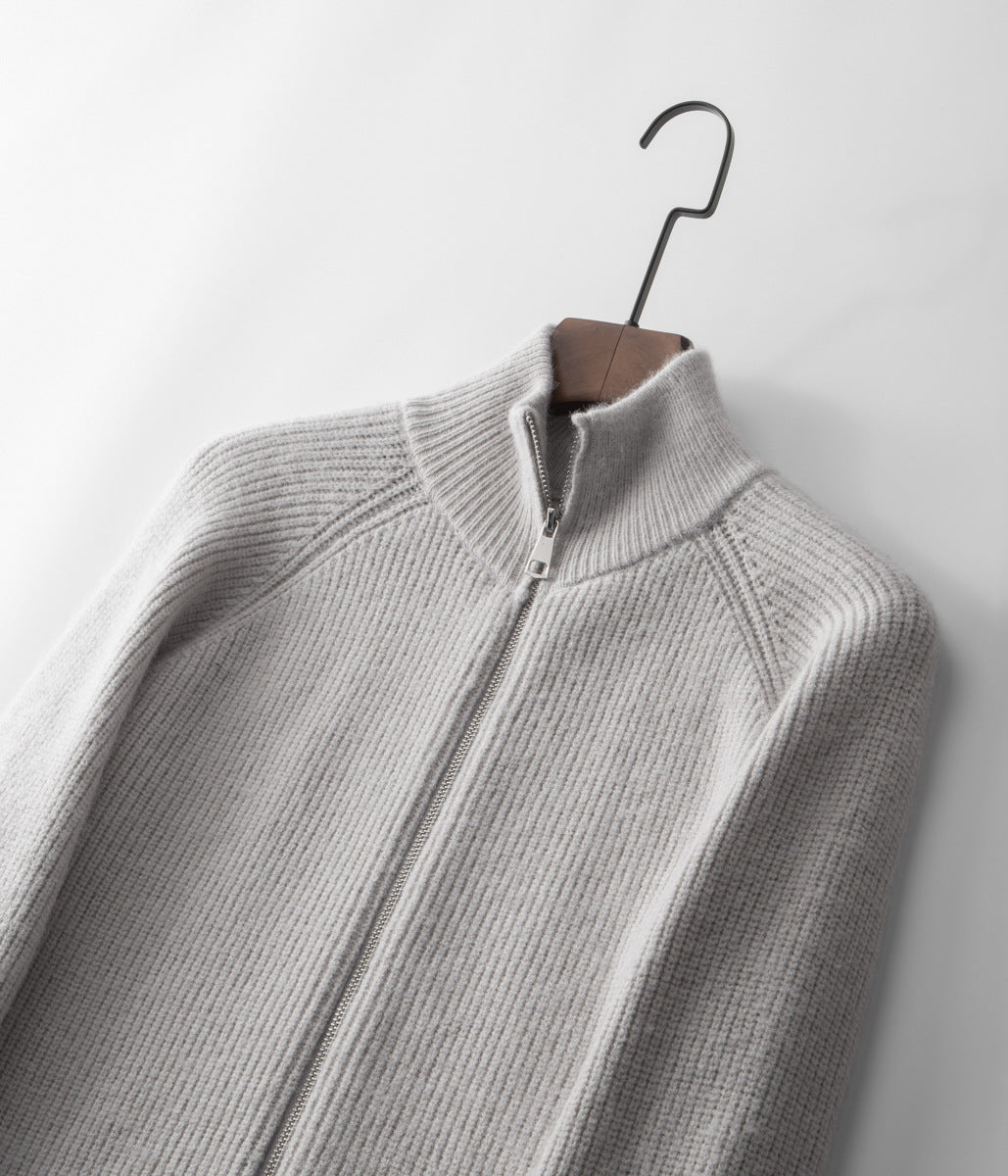 Strickjacke mit Reißverschluss aus 100 % Merinowolle