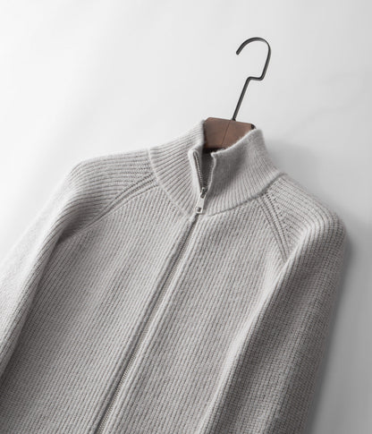 Strickjacke mit Reißverschluss aus 100 % Merinowolle