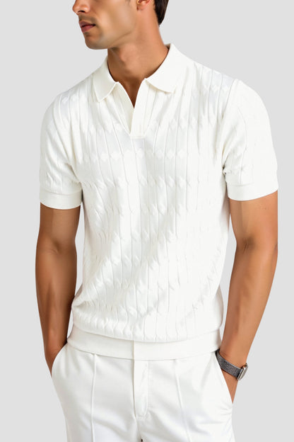 Polo en tricot torsadé à col en V de qualité supérieure NOBA