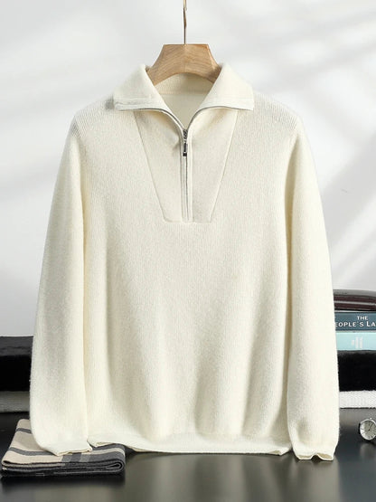 Pullover aus 100 % Kaschmir mit halbem Reißverschluss