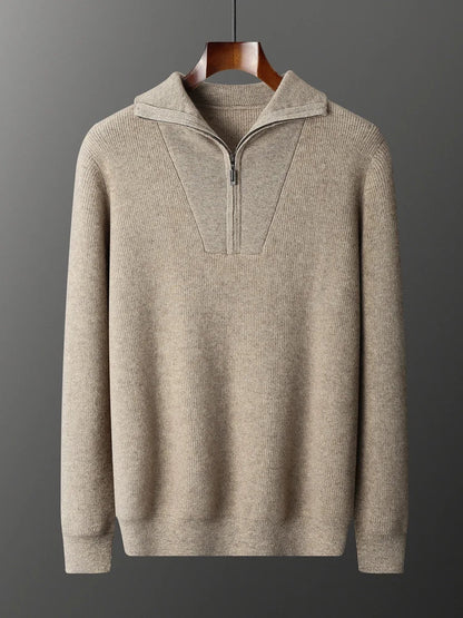 Pullover aus 100 % Kaschmir mit halbem Reißverschluss
