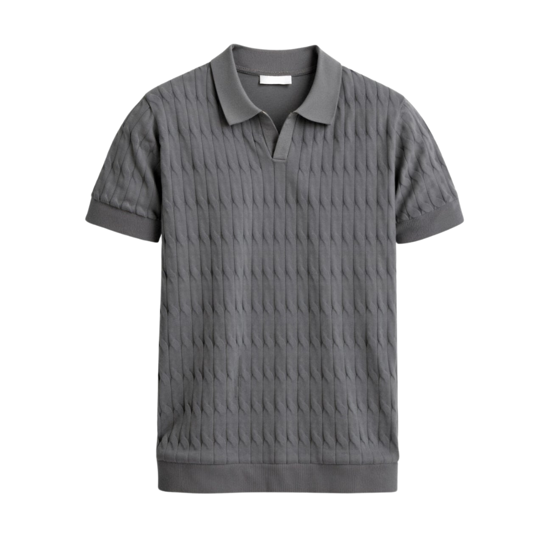 Polo en tricot torsadé à col en V de qualité supérieure NOBA