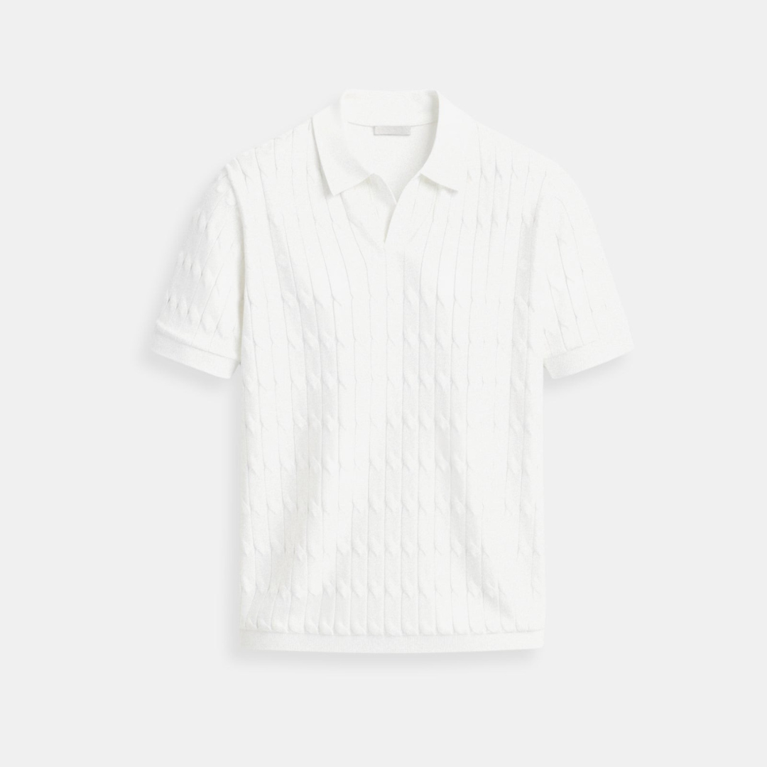 Polo en tricot torsadé à col en V de qualité supérieure NOBA