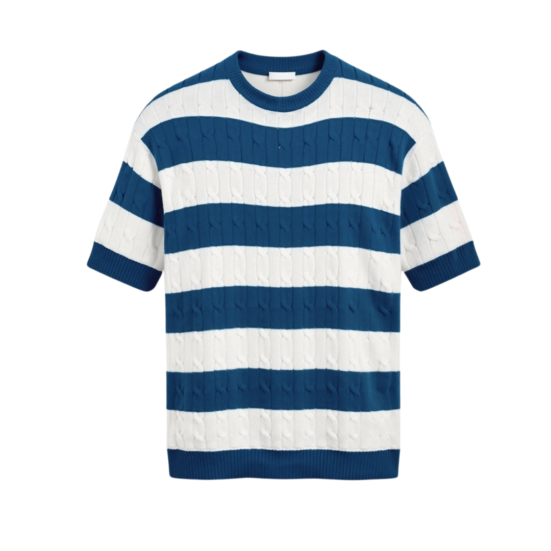 T-shirt rayé à col rond et torsadé NOBA