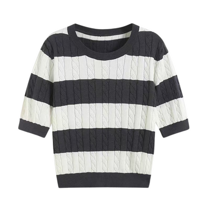 T-shirt rayé à col rond et torsadé NOBA