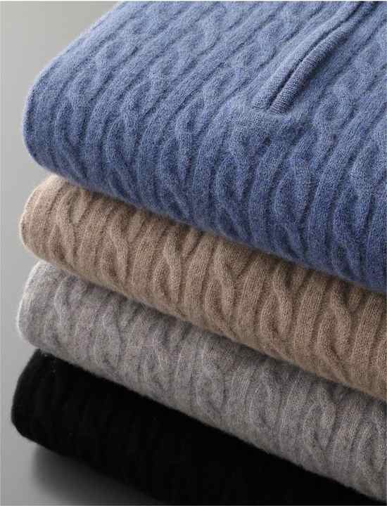 100 % CACHEMIRE TISSÉ DEMI-ZIP