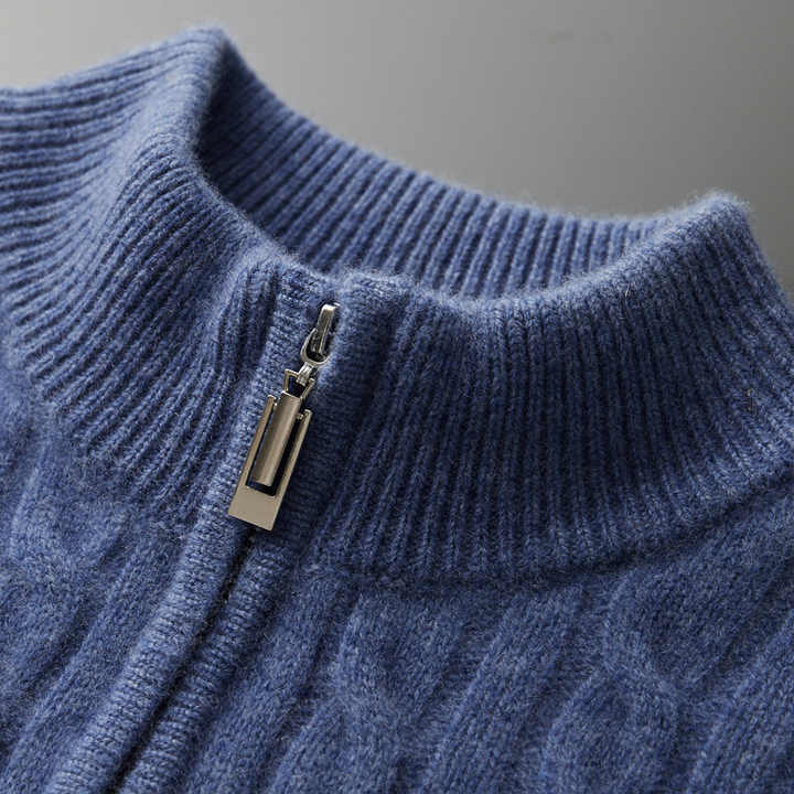 100 % CACHEMIRE TISSÉ DEMI-ZIP