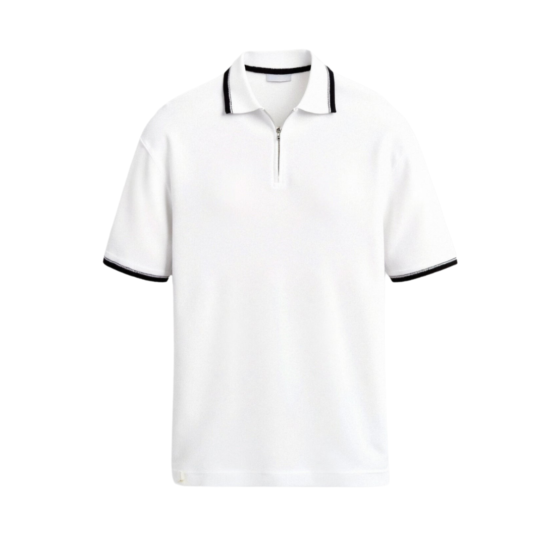 Polo de golf tricoté NOBA à fermeture éclair quart de tour